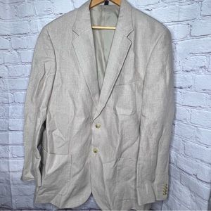 Grant Thomas Mens Pure Linen 2 Button Blazer Sportcoat Jacket Tan Size 46